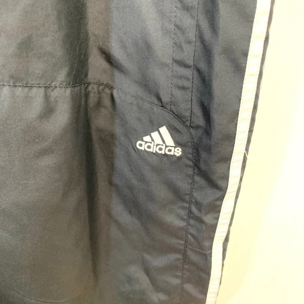 Vintage Adidas Track Pants  Men 2X Black White 3 Stripe  Ankle Zip Y2K Retro
